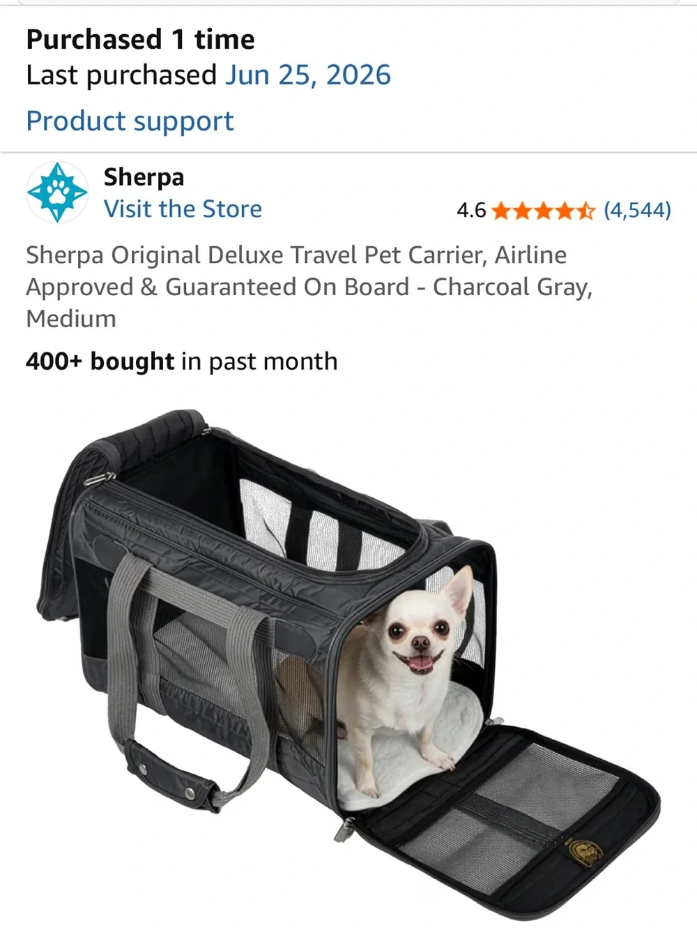 Sherpa Charcoal Gray Deluxe Travel Pet Carrier